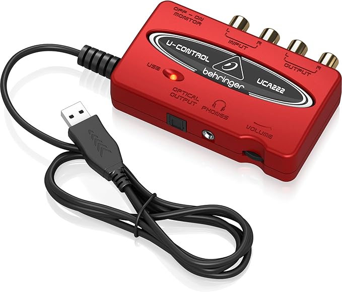 Behringer UFO202-BK USB Audio Interface Vinyl Recording Bundle, Black