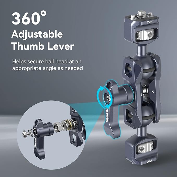 SMALLRIG Camera Magic Arm, Flexible Articulating Arm with 1/4” Screws, Field Monitor Mount with Dual Ballhead, Aluminum