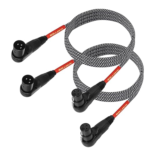 2-Pack Right Angle XLR Cable,3 FT,Adjustable-Female XLR to Male XLR Microphone Mic Cable Cord, 90 Degree Female to 90 Degree Adapter for Sound Devices Mixer Recorder