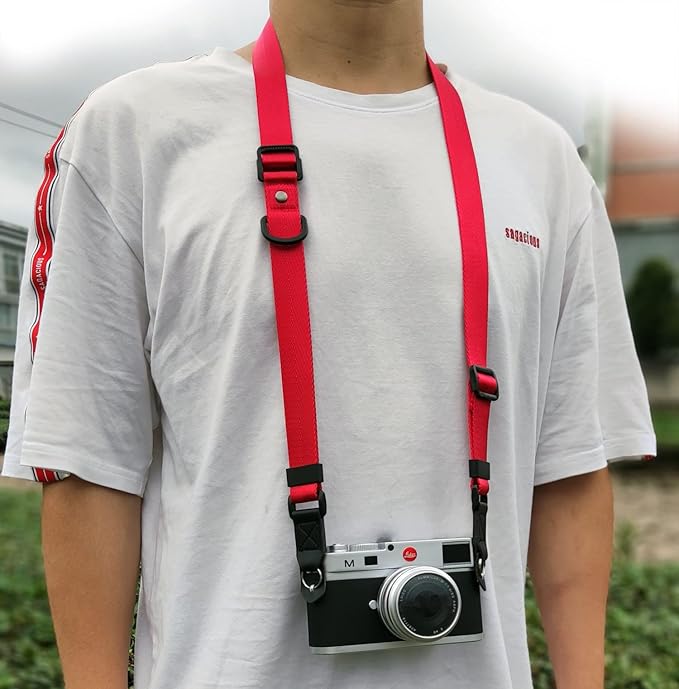 AOLLCCAE Camera Strap, Quick Adjustable Shoulder Sling Camera Neck Shoulder Strap for Leica Fuji Pentax Canon Micro Single and DSLR Camera Red