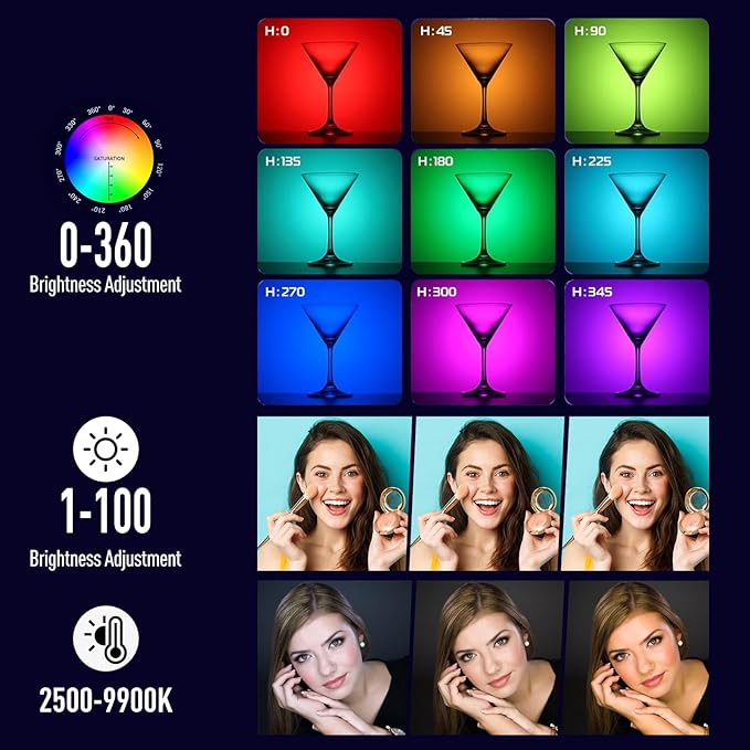 NA430 PRO RGB Light Wand Video Selfie Handheld Light Stick APP Control 2500k-9900K 24 Effects 2600mAh Rechargable for Photography Studio (NA430 PRO)