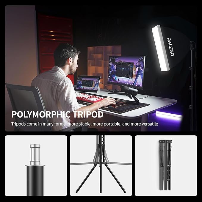 RALENO Softbox Photography Lighting Kit, 16'' x 16'' Softbox Lighting for TikTok with LED Bulb (50W | 5500K | 97 CRI | TLCI≥97), Continuous Light for Video Recording & Photography Shooting