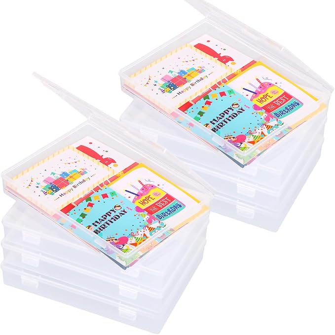Rainmae 5" x 7" Photo Storage Box, 10 Pack Extra Large Photo Boxes, Acid-Free Photo Storage Containers, Seed Organizer Craft Storage Box for Pictures, Tasks, Scrapbooking, Stationery Storage, Clear