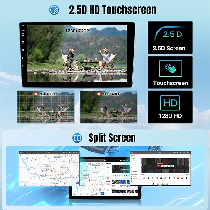 Leadfan Car Radio for Toyota Corolla 2003 2004 2005 2006 2007 2008, with Wireless Carplay, Android Auto, FM, Plug and Play/GPS Navi/SWC (for Corolla 2003-2008 with JBL&Big Screen, 2+32G)