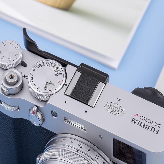 JJC Deluxe Metal Thumb Up Grip for Fujifilm X100VI Fuji X-E4 XE4 X-E3 XE3 X100V X100F X100T Thumb Rest Support Black, Not Affected The Use of Thumb Wheel