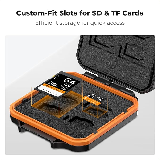K&F CONCEPT 12 Slots Memory Card Case, Water-Resistant Card Holder, Anti-Shock Card Carrying Storage Box for 8 Micro SD SDXC SDHC TF Cards and 4 SD SDXC SDHC Cards