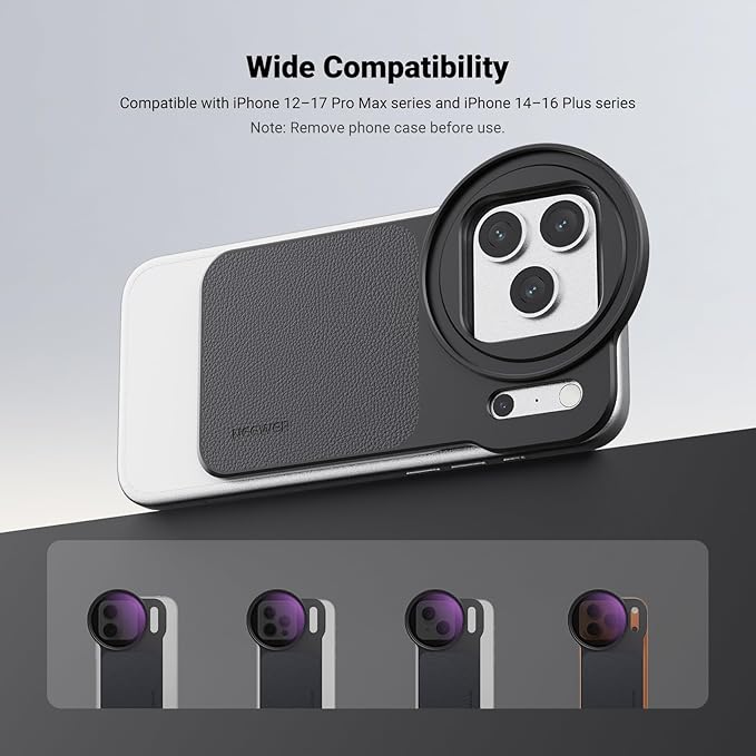 NEEWER 6.9" Magnetic Phone Lens Filter Mount Adapter Backplate Accessories with 67mm Variable Neutral Density Filter (ND 2-32) Compatible with MagSafe iPhone 12/13/14/15/16/17 Pro Max & 14/15/16 Plus