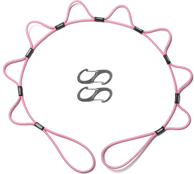 LoopRope | Bungee Cord with Hooks Tie Down System | Adjustable Cargo Strap | Knot Free | Truck, RV, ATV, Camping,Outdoor Accessory, Multipurpose | Loop, Clip and Go | 2 Carabiners | 5 Feet