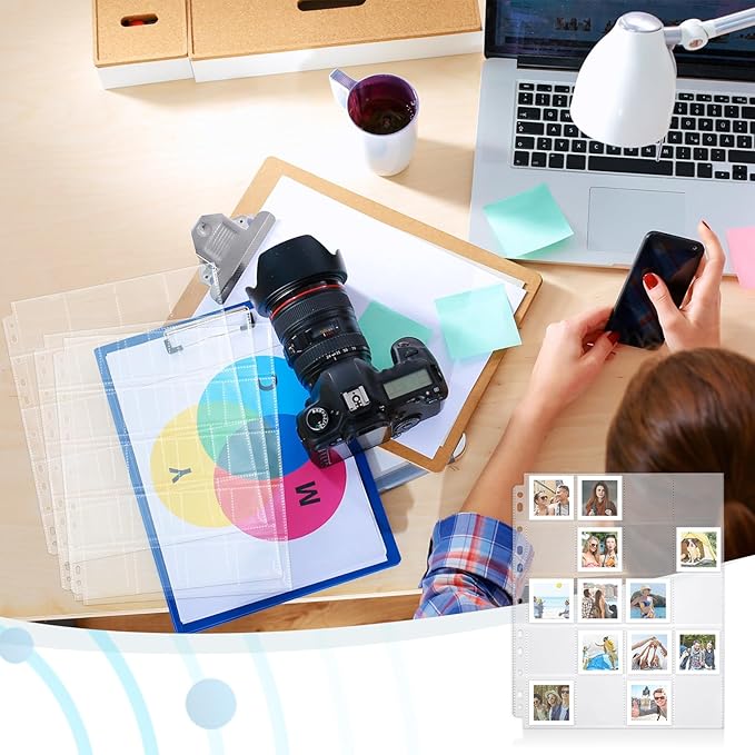 Fuyoooo 50 Pack Protective Photo Slide Pages Holds 20 35mm Slides Top Loading Photo Page Sleeves for 3 Ring Binder Holds 1000 2 x 2 Inch Photos Clear Archival Slide Storage Album Refill Preservers