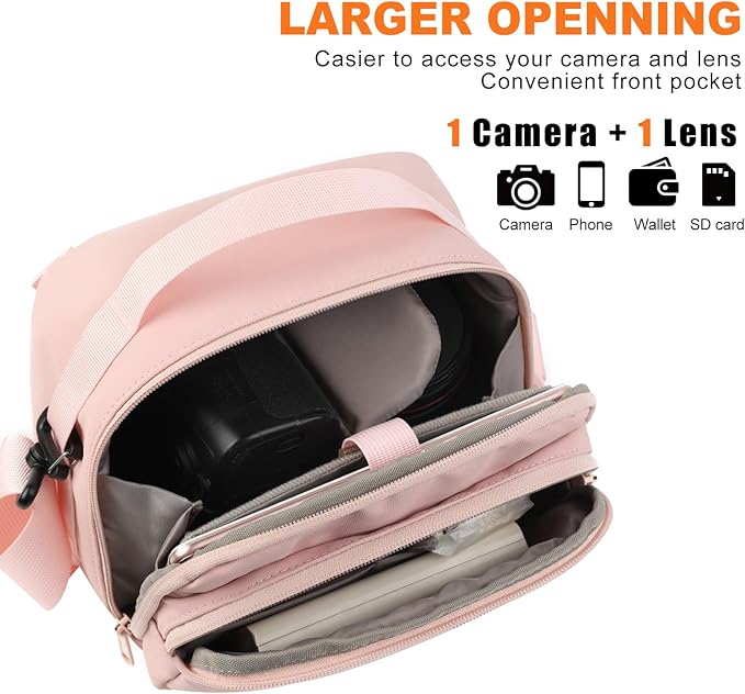 TULLIO Besnfoto Camera Bag Small Purse Crossbody Camera Shoulder Case Waterproof Canvas Cute Compact Photography Bag for Mirrorless DSLR SLR