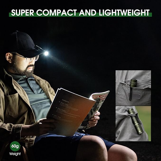 Rechargeable Flashlights 1200 Lumens EDC Flashlight, AA Pocket Flashlight High Lumens with Clip, Super Bright Small Flashlights, 4 Modes Flash Light for Camping, Home, and Emergencies (Green)