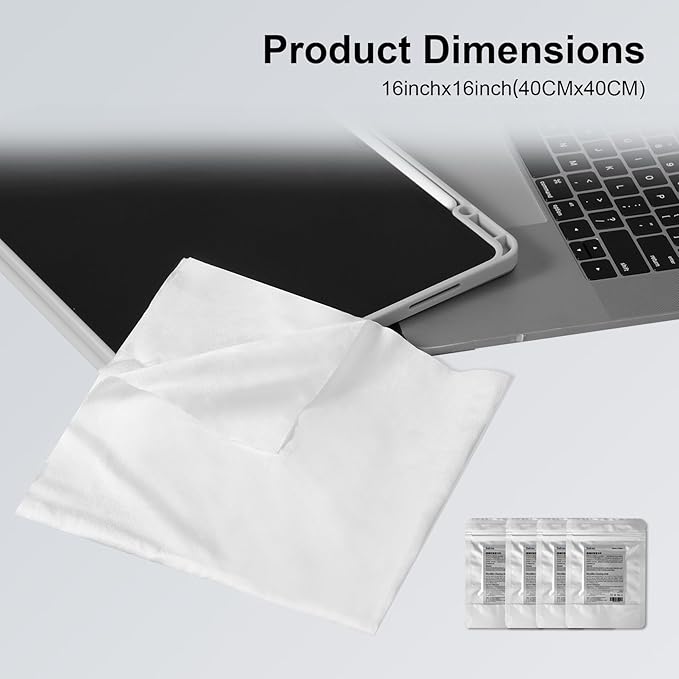Selens 4Pcs Extra Large Microfiber Cleaning Cloths 16x16inch White Microfiber Screen Cleaning Cloth for TV, Car Navigator, VR,Computers,Electronics,Eyeglasses, Car Windows & More