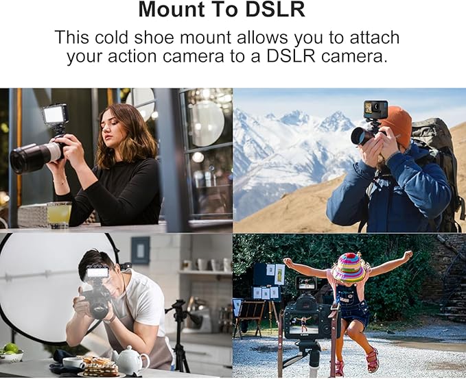 Suptig Tripod Adapter Cold Shoe Mount Compatible for GoPro Hero 13/12/11/10/9/8/7/6/5/4, DJI Osmo, Insta360, Akaso Action Cam - 2 Pack Black