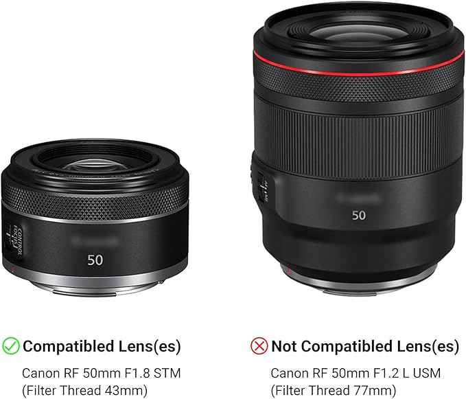 Lens Hood for Canon RF 50mm F1.8 STM on EOS R6 R5 RP R Camera, Reversible Lens Shade Replace Canon ES-65B Lens Hood, Compatible with 43mm Filters and 43mm Lens Cap