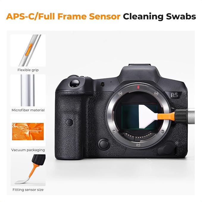 K&F Concept® Versatile Switch Lens Cleaning Pen, Replaceable Pen Tip with Cleaning Brush+Carbon Tip*2+24mm Full-Frame Cleaning Swab*6 for Camera Filters Screen Phone Computer Tablet AR VR Glasses