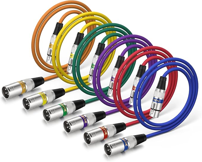 EBXYA XLR Cable 3ft 6 Pack 3 Pins Balanced XLR Microphone Cable Male to Female Suitable for Audio Mixer, Speaker Systems, Radio Station