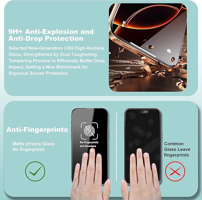 SHANG PIN JIA 2 Pack Screen Protector Tempered Glass for 17 Pro Max 6.9-Inch Auto Dust Removal, No Bubbles, High Definition Clear, Easy Installation