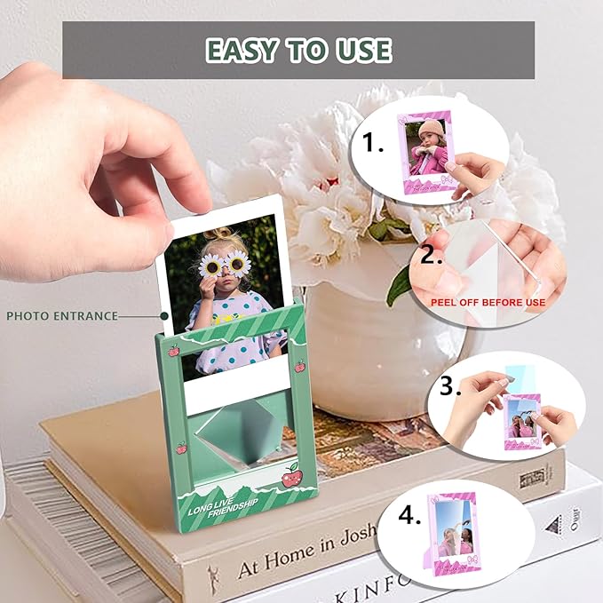 WOGOZAN 2x3 Mini Picture Frame for Fujifilm Instax Mini 12/11/99/41/40/SE/EVO Classic Polaroid Frames 2.15x3.4 Inches Photo Picture Frame with Magnetic Sticker and Protective Film (Colorful) (5 Pack)