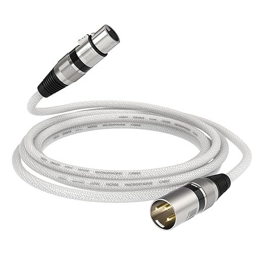 XLR Microphone Cable 10FT Male to Female Balanced Mic Cord with Oxygen-Free Copper 3-Pin XLR Connectors for Audio Mixer Studio Monitor PA System Microphone Podcast Recording