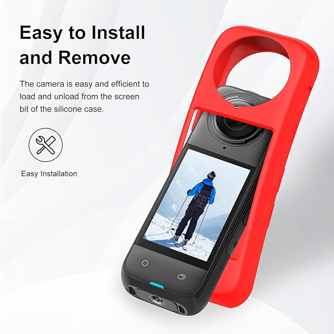 PULUZ Silicone Protective Case for Insta360 X4 with Lens Cap, Soft Camera Protective Cover and Standard Lens Guard for Insta 360 X4 Accessories(Red)