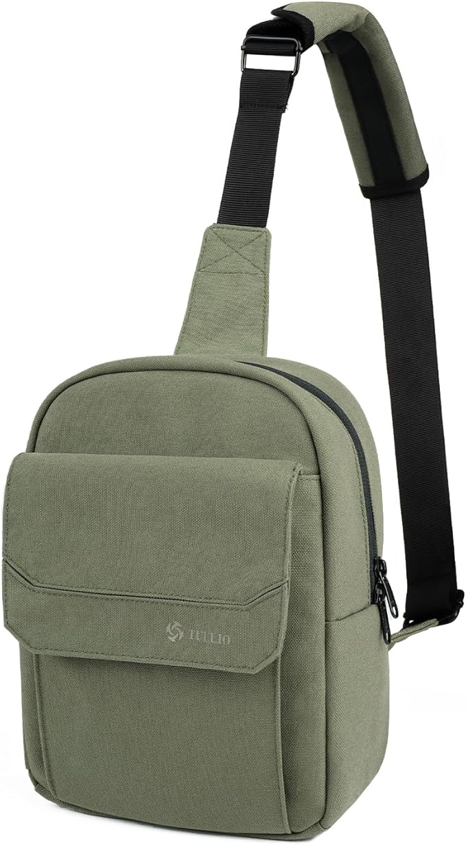 TULLIO Small Camera Bag Crossbody Nylon Sling Bag Purse Waterproof Dslr Bag Compatible with Nikon Sony for Men and Women Ash green