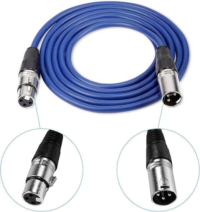 NEEWER 6 Pack 3 feet/1m Mic Cable Cord, XLR Male to XLR Female Microphone Audio Colored Snake Cables (Purple/Red/Blue/Orange/Yellow/Green)
