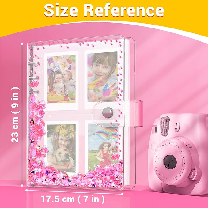 Kids Photo Album for Instax Mini, Photo Album for Polaroid, Applicable to Fujifilm Instax Mini 11 12 40 Kodak Mini Photo, Gift for 4 5 6 7 8 9 10 11 12 Year Old Girls (200 Photos)
