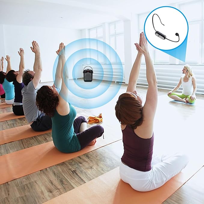ZOWEETEK Wireless Microphone Headset, 2.4G Wireless Headset Mic System,165ft Range,Plug and Play, 1/8'' and 1/4'' Plug, Support Voice Amplifier,PA System,for Teacher,Yoga, Fitness Instructor
