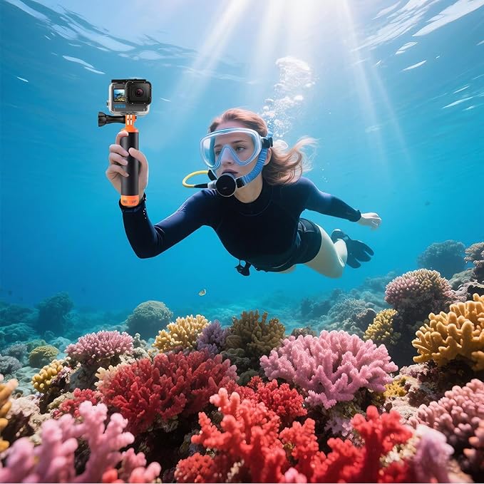 Suptig Handle Grip Floating Hand Grip for Gopro Hero 13, Hero 12, 11, 10, 9, 8, 7, 6, 5, 4, 3+, 3, 2, Hero Session Gopro Max, Fusion DJI Action 5 Pro,5,4,3, Akaso More Action Cam