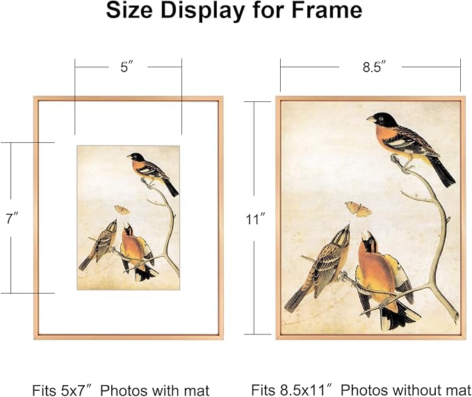 BKABOT 8.5x11 Picture Frame, Gold Metal Photo Frames with HD Glass, Fits 5x7 with Mat or 8.5 x 11 without Mat, Display for Wall and Table, 1 Pack