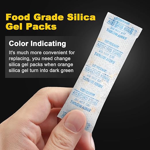 Moisture Absorbers – 250 Packs 5 Gram Silica Gel Packs Food Grade Desiccant Packs, Premium Desiccant Packets for Storage, Color Indicating Silica Gel for Spices, Jewelry, Shoes, Electronics, Tool Box