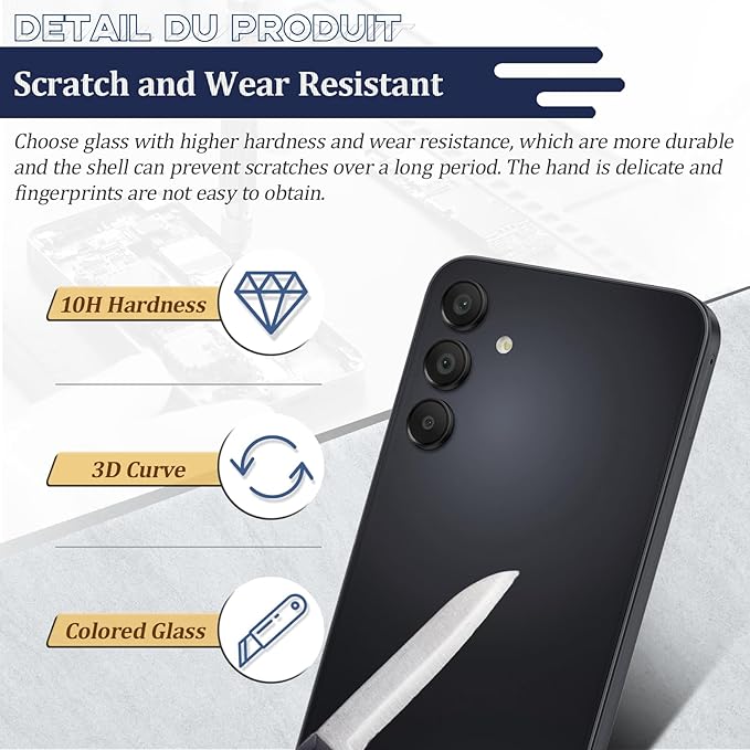 YWLRONG for Samsung Galaxy A15 Back Glass Replacement for Samsung Galaxy A15 5G A156U A15 4G A155U Rear Glass Replacement Battery Cover Housing Door Accessories Parts with Repair Tools (Black)