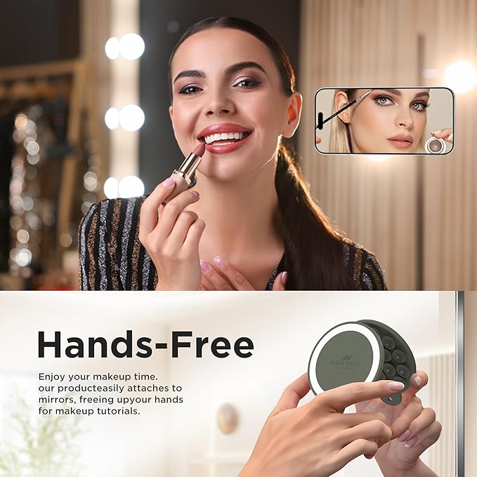 Magnetic Suction Cup Phone Mount, Compatible with MagSafe, Silicone Octo Cup Buddy Sticky Grip Holder for iPhone and Android, Removable Hands-Free Selfie/Video for TikTok, Olive Green