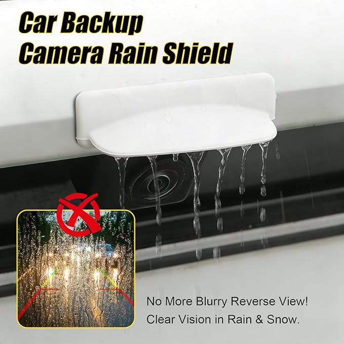 Car Backup Camera Rain Shield, Reversing Rear View Camera Anti-Rain Cover, Non-Destructive Adhesion, Universal Reversing Protector Sticker for Cars, Trucks, SUVs, White