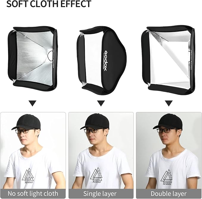 Godox 32"x 32" /80x80cm Foldable Flash Softbox Kit with Grid, S-Type Speedlite Bracket Bowens Mount and Carring Case for Camera Flash Speedlight Studio Portraits,Product Photography,Video Shooting