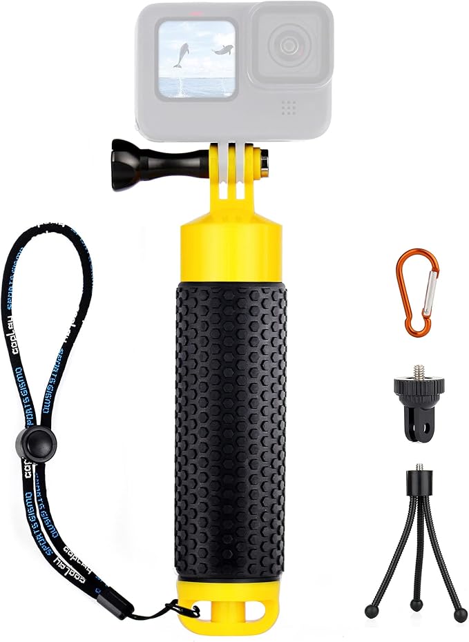 YALLSAME Floating Hand Grip Underwater Handle Mount with Detachable Tripod Stand for GoPro Hero 13 12 11 10 9 7 8 6 5 4 Max Mini Session DJI Action Camera Ideal for Diving Snorkeling Swimming Sport