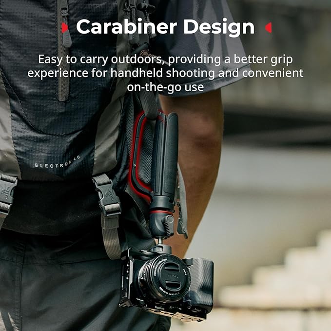 SMALLRIG Small Camera Tripod, Extendable Selfie Stick, 8" Mini Handheld Tripod in Carabiner Shape with Mantis Hook, 360° Ball Head, Cold Shoe Mount, 1/4"-20 Screw for DSLR, Action Camera, Phone - 5285