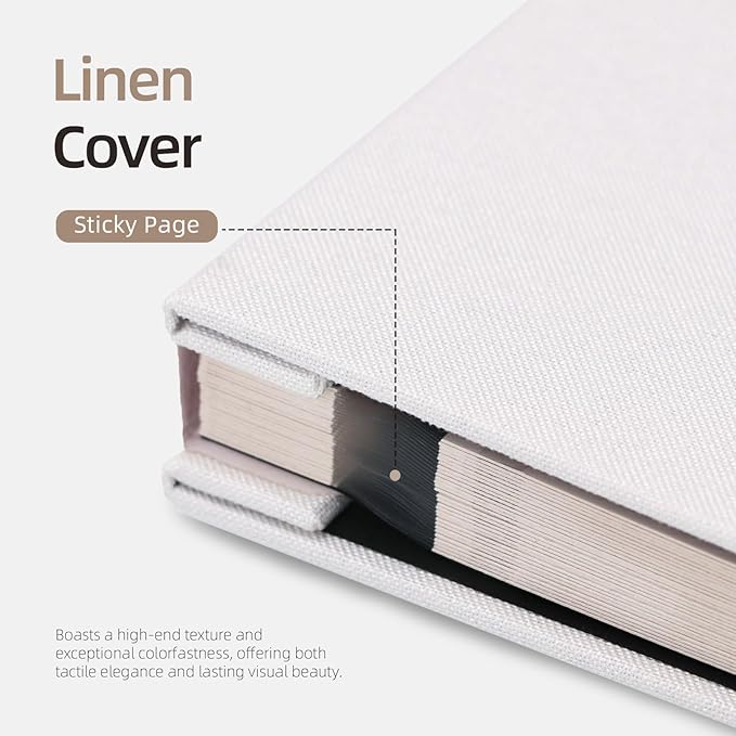 Vienrose Large Photo Album Self Adhesive for 4x6 5x7 8x10 Pictures Scrapbook Album DIY Scrap Book 40 Sticky Pages with A Metallic Pen