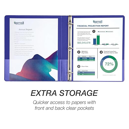 Samsill Durable 0.5 Inch Binder, Made in The USA, D Ring Binder, Customizable Clear View Cover, Blue, 24 Pack, Each Holds 125 Pages