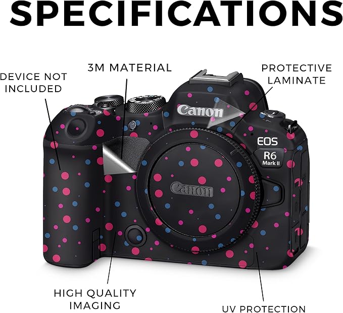 Camera Skin Compatible with Canon EOS R6 Mark II Camera (2022) - Magenta Dots - Premium 3M Vinyl Protective Wrap Decal Cover - Easy to Apply | Crafted in The USA by MightySkins