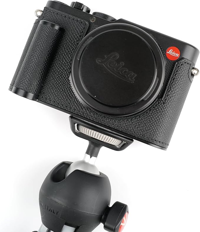 Handmade Genuine Leather Camera Half Case for Leica D-LUX 8 /Leica D-LUX8 Case - Top Layer Cowhide Body + Metal Base Plate+ Hand Shank Design