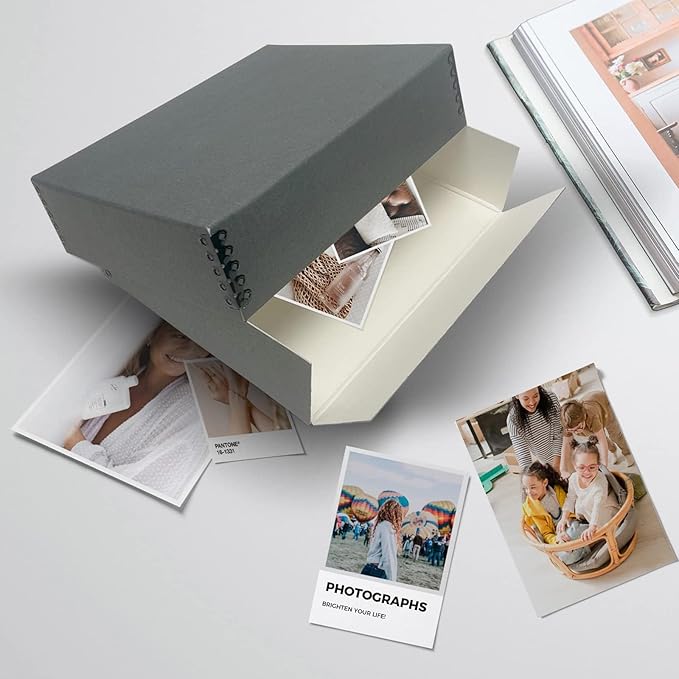 Lineco Museum Archival Storage Box, 9.25x11.75x3 in. Drop Front Design. Acid-Free with Metal Edge. Organize Photos, Pictures, Prints, Documents, Crafts, DIY. Gray, 2 Pack