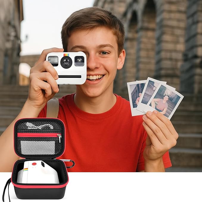 ANKHOH Digital Camera Case for Polaroid Go Generation 2 Gen 2/9035/9071/9070 Instant Mini Camera, Instax Film Cameras Storage with Mesh Pocket for Photo, Stickers (Box Only) (Black)