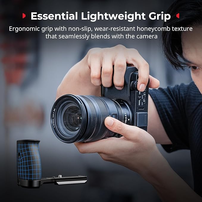 SmallRig L-Shape Handle for Nikon ZR with Ergonomic Silicone Grip, 1/4"-20 Thread Hole, Built-in Quick-Release Plate for Arca for Quickly Switch on Tripods/Handheld Shooting-5466