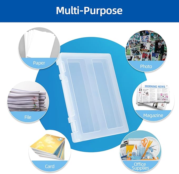 Mickiewicz 4 Pack Large A4 Paper document Box, Arts Supply Storage Organizer Box Scrapbook Storage Box Crafts Organization Boad Game Storage,Thick Plastic Scrapbook Storage Box for 8.5" x 11" Letter