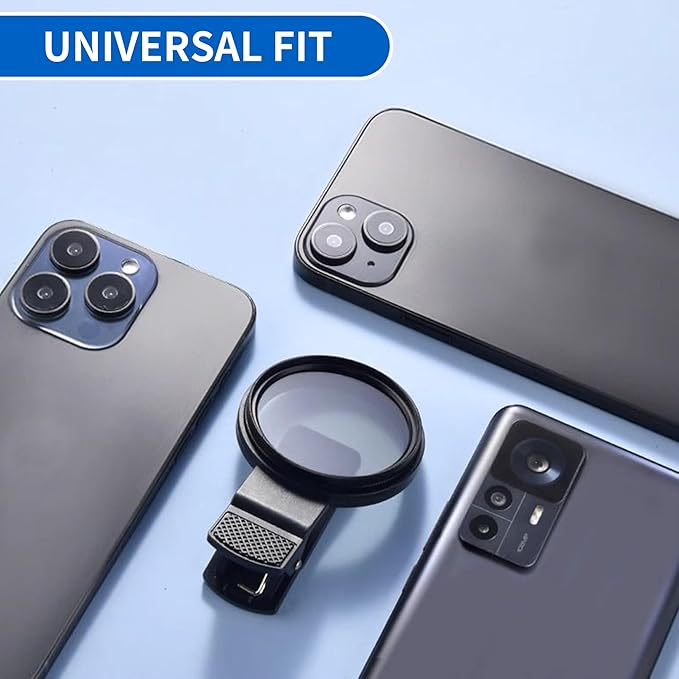52mm Clip-on CPL Phone Camera Lens Filter–Universal CPL Filter Compatible with Smartphones, HD Polarizing Phone Lens to Reduce Glare Enhance Colors for Pro-Level Photos