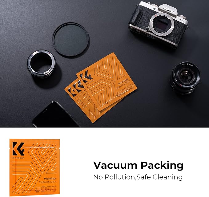 K&F Concept 37mm 9-in-1 Center Pinch Lens Cap + Anti-Loss Keeper Leash + Microfiber Cleaning Cloth Kit Compatible with Nikon, Canon, Sony, Fujifilm Camera Lenses