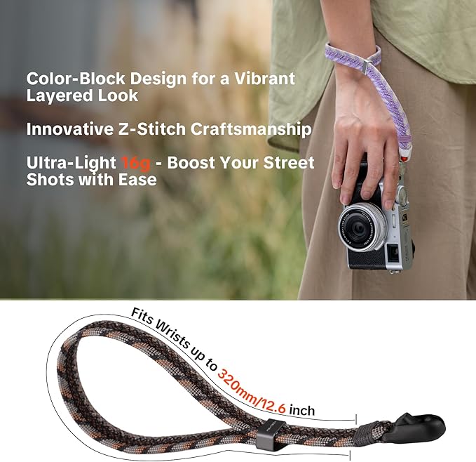 PGYTECH Camera Wrist Strap Slim Trendy Style, Adjustable Quick Release Anti-Drop Braided Rope Hand Strap Holds 55.1lb for Sony/Nikon/Canon Cameras/Phone for Young Photographers, Mystic Blue