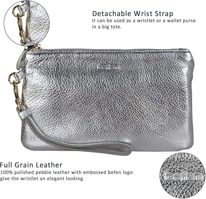 befen Genuine Leather Wristlet Clutch RFID Blocking Bag Cell Phone Wallet Purse Wristlet Wallet Purses and Handbags for Women