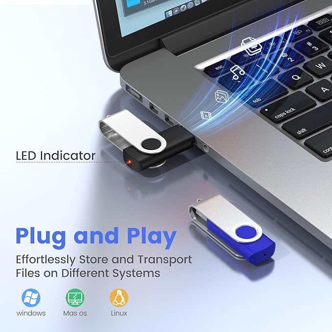 ABLAZE Custom Flash Drive 128GB 10 Pack, Personalized USB Logo Flash Drives USB 2.0 Thumb Drives with Logo Memory Stick (Mixcolors)